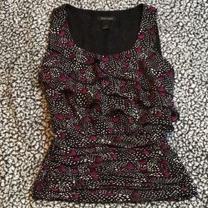 Black and purple ruffle top